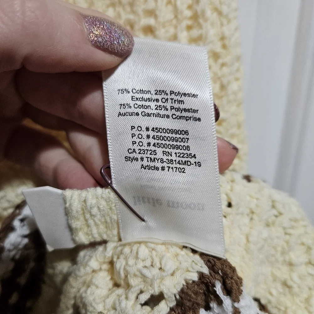 NWOT Aritzia Little Mood Crochet Crop Top Yellow with Brown Stripes Size Medium - Picture 4 of 8